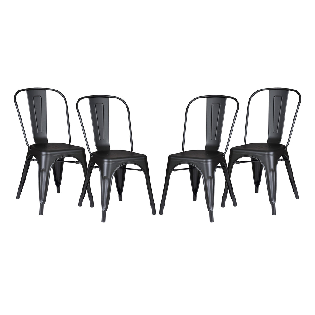 Set of 4 Stackable Metal Dining Chairs
