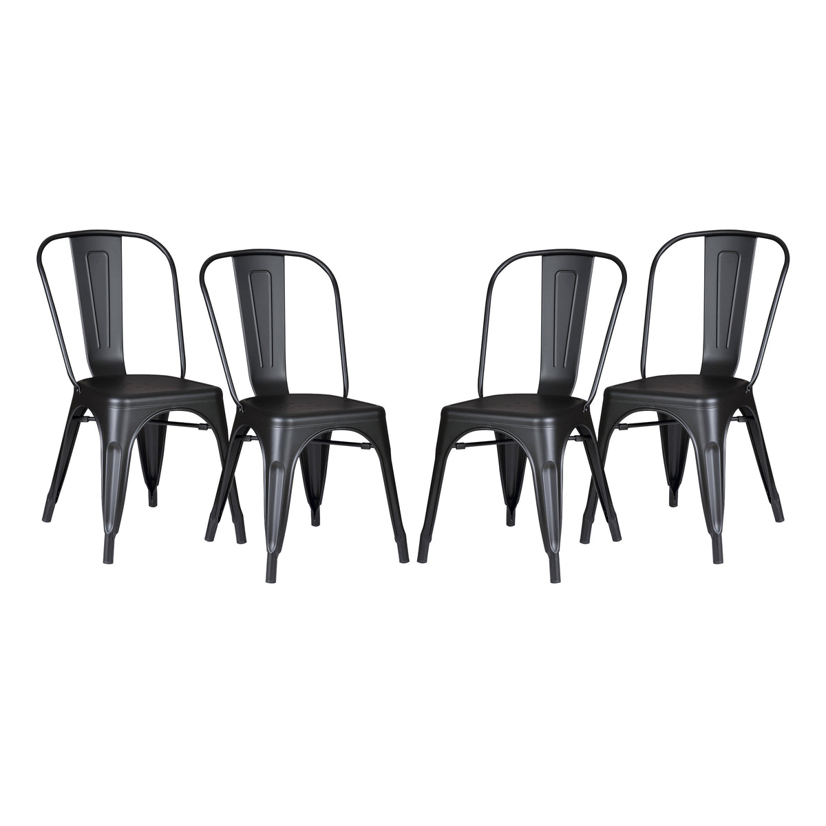 Set of 4 Stackable Metal Dining Chairs