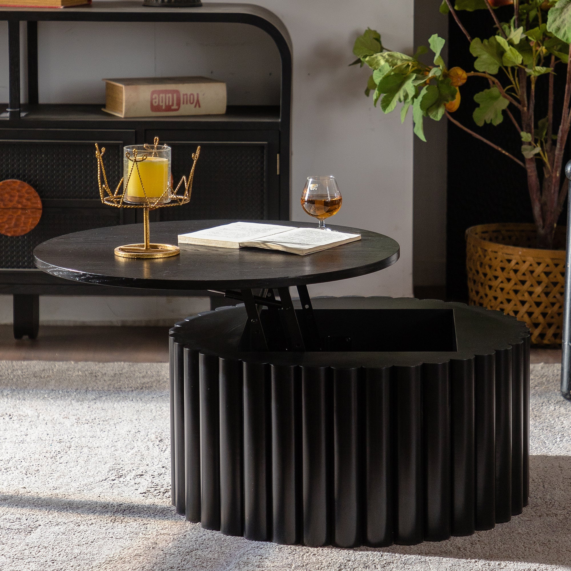 Round Coffee Table With Lift Function