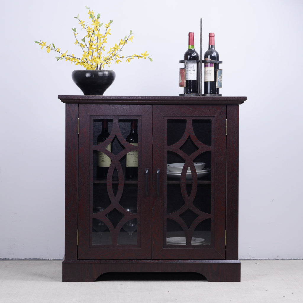 Spacious Size Sideboard with 2 Clear Tempered Glass Doors