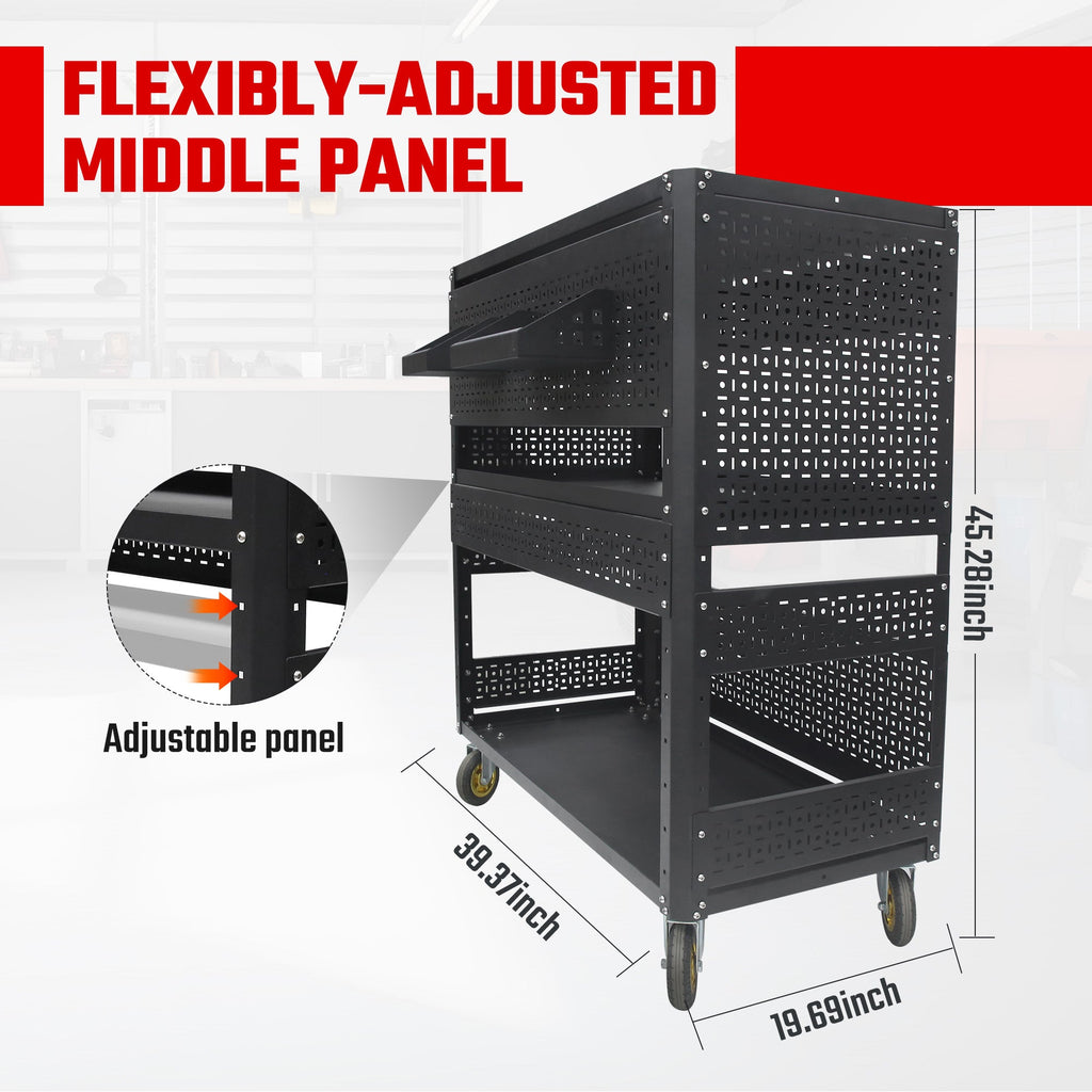 3-Tier DIY Detachable Utility Cart Storage Tool Cart