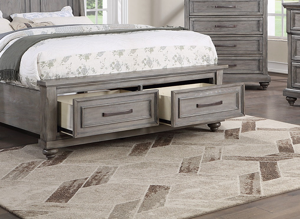 California King Size Bed with Underbed Drawer & Nightstands