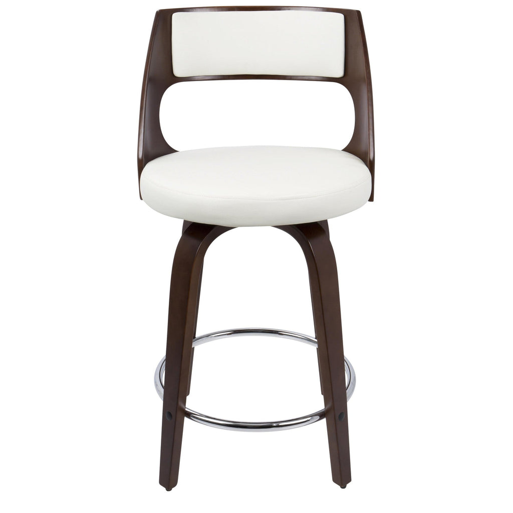 Mid-Century Modern Counter Stool with Swivel in Cherry