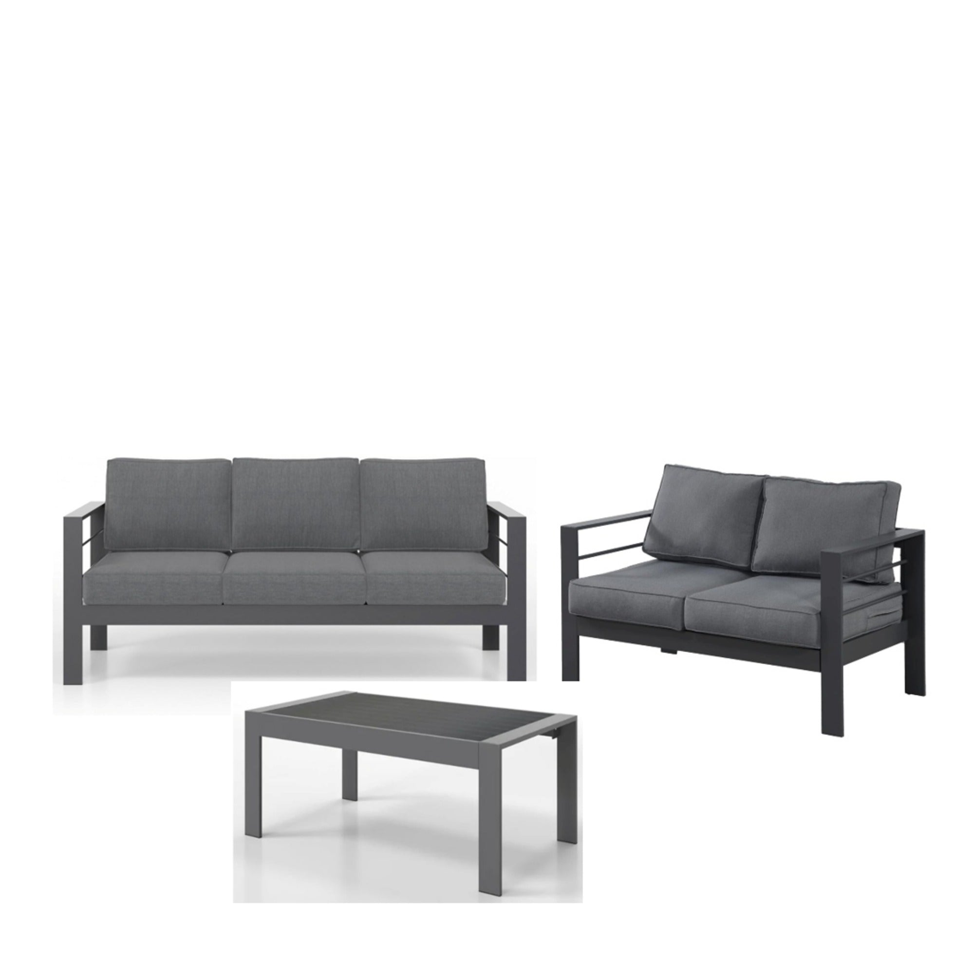 3-Piece Modern Aluminum Patio Conversation Set