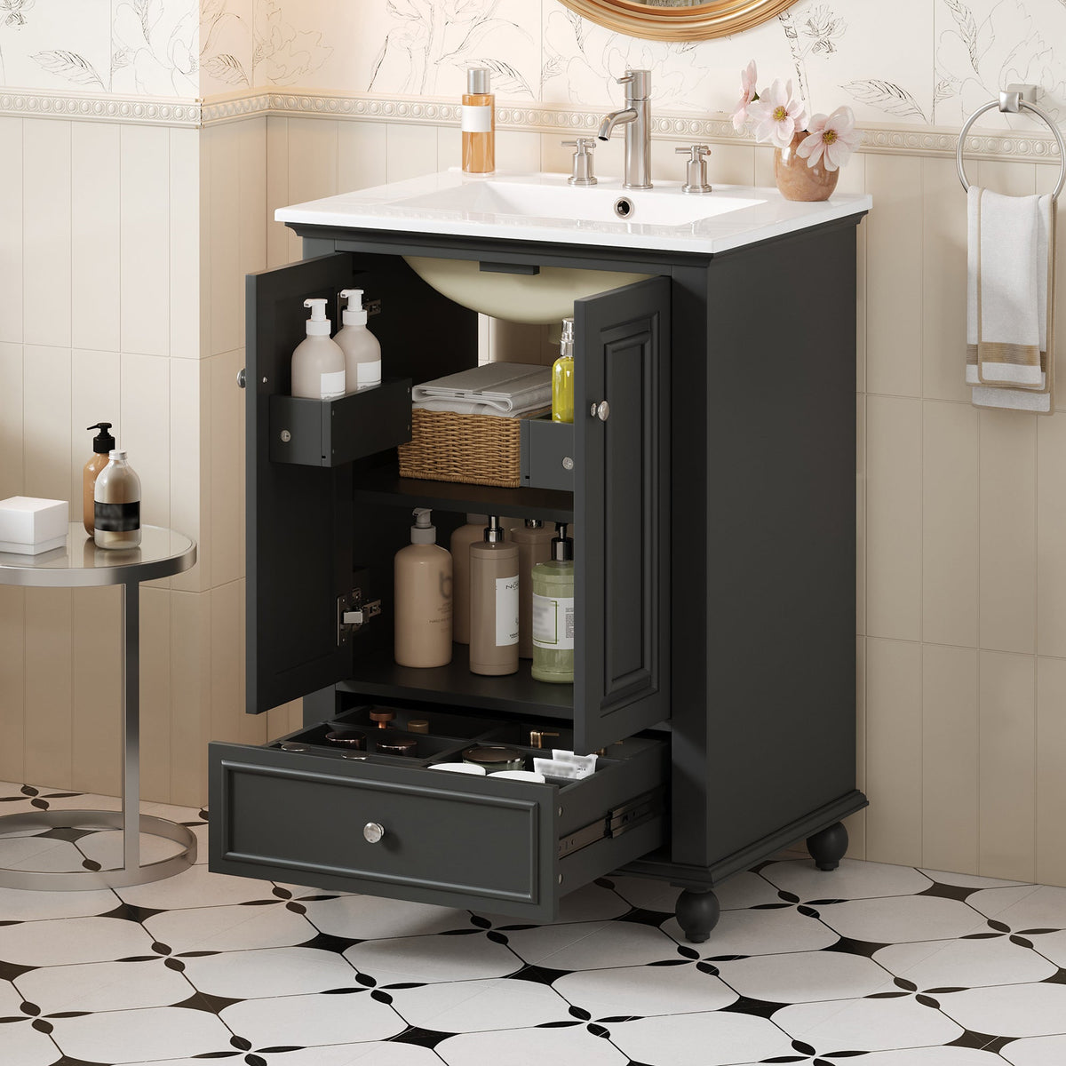 24'' Bathroom Vanity with Ceramic Sink