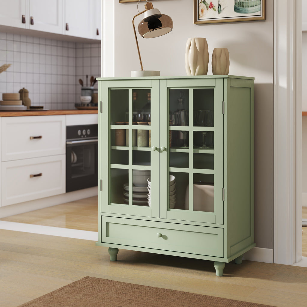 Minimalism Buffet Cabinet with Double Glass Doors