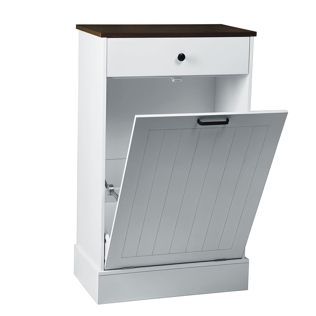 Tilt Out Trash Can Cabinet - Hidden Wooden Design