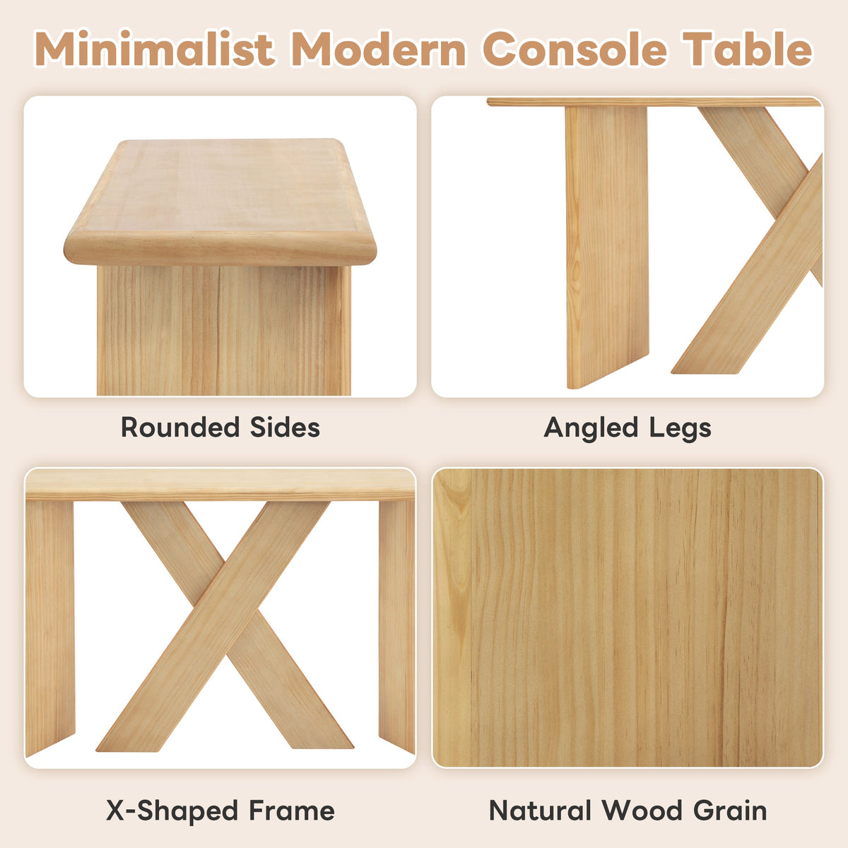 60.25" Minimalist Modern X-Frame Console Table