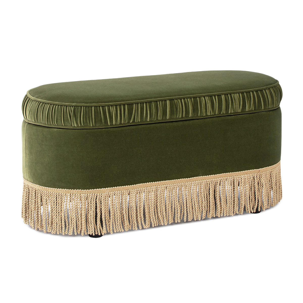 Serena 38" Oval Storage Bench Ottoman, Olive