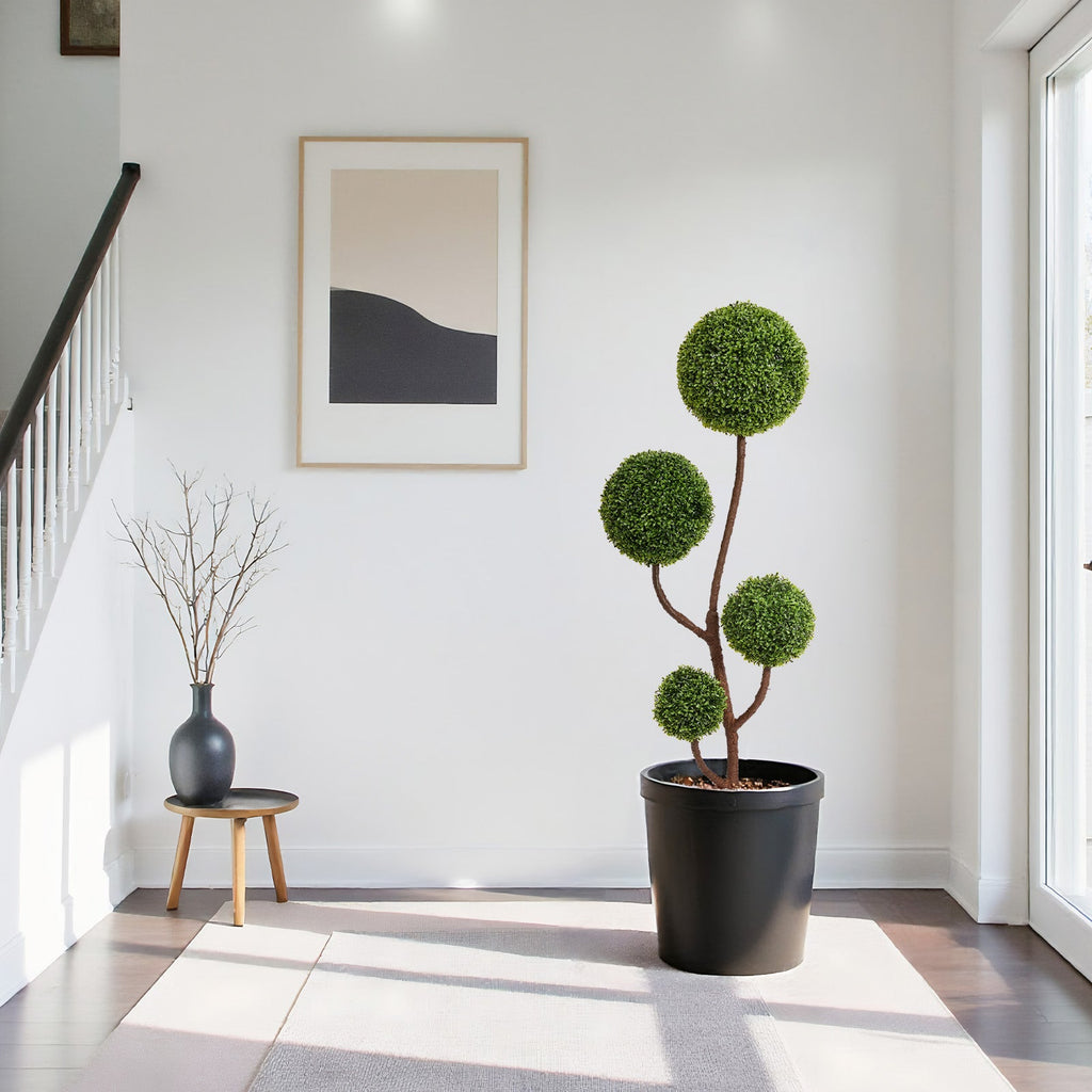 Artificial Boxwood Topiary Tree - 5FT Tall Triple Ball Shape