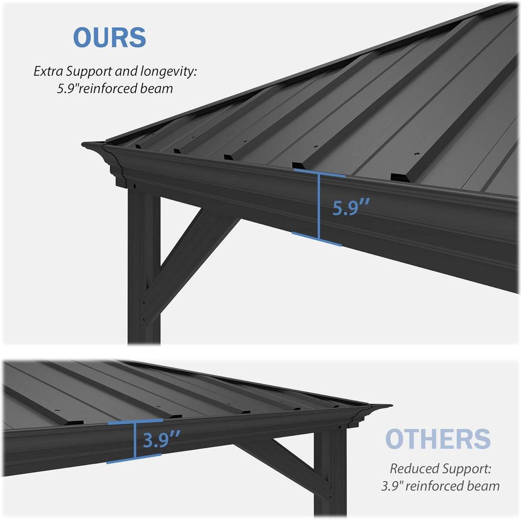 12x24FT Outdoor Gazebo with Galvanized Steel Double Roof