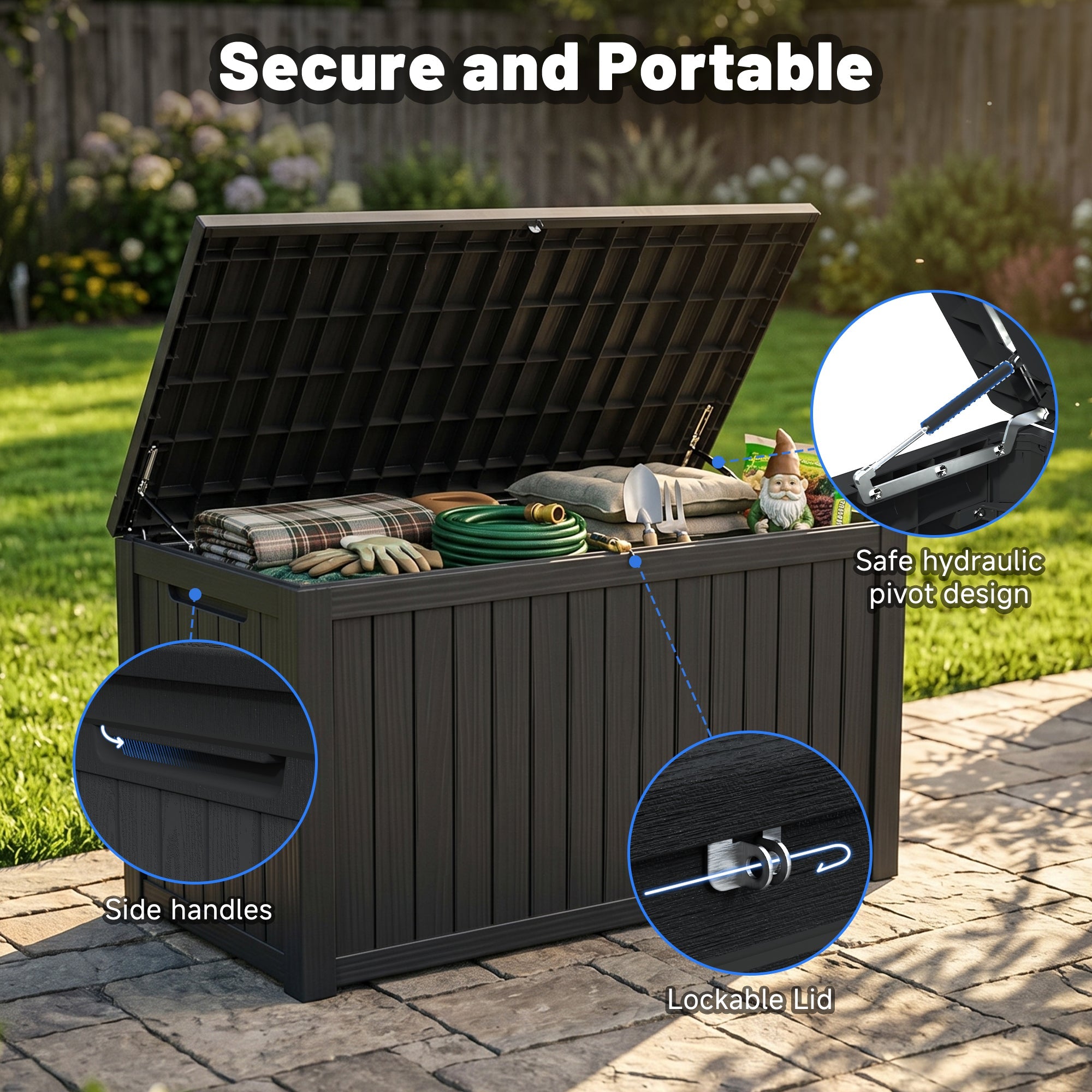 180 Gallon Large Outdoor Storage Deck Box