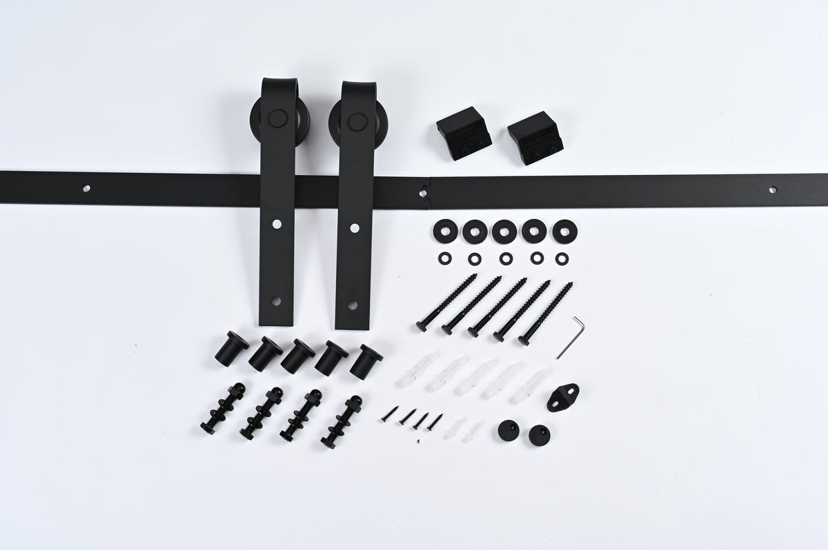 8 Ft Double Sliding Barn Door Track and Handle Hardware Kit