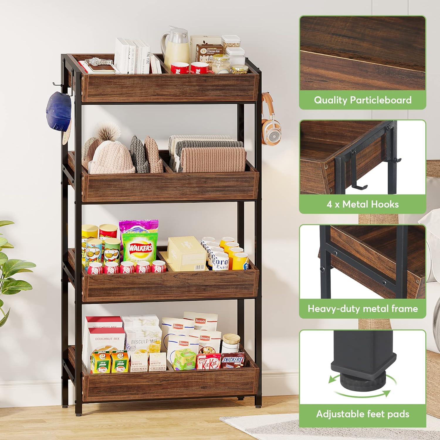 30 Inches 4-Tier Retail Display Rack with Hooks