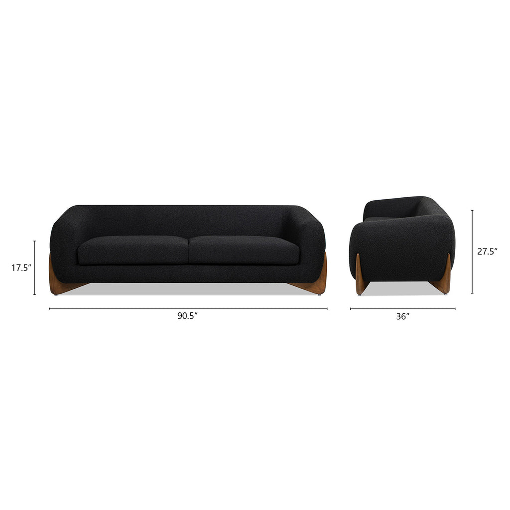 Alpine 90.5" Sherpa Sofa, Ebony