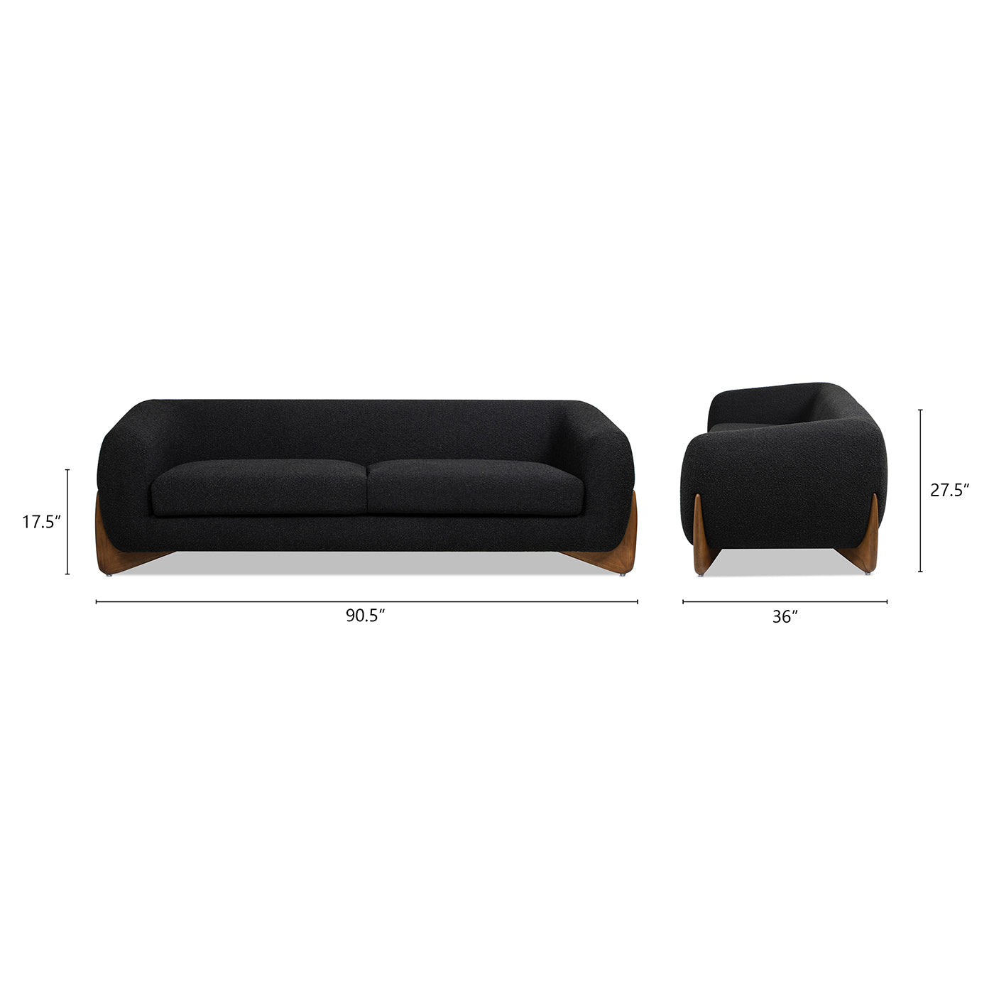 Alpine 90.5" Sherpa Sofa, Ebony
