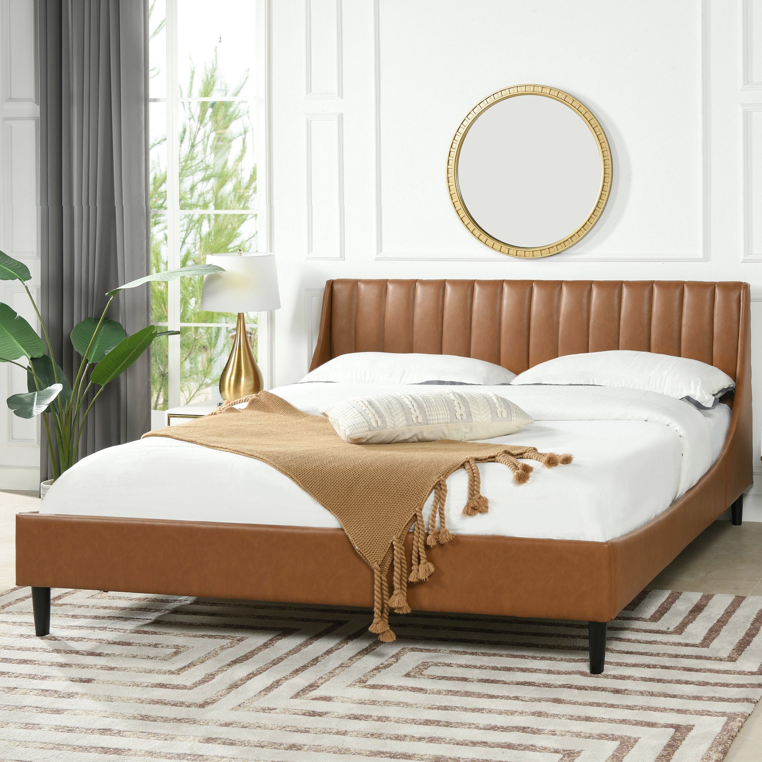 Aspen Vertical Tufted Headboard Platform Bed Set, King