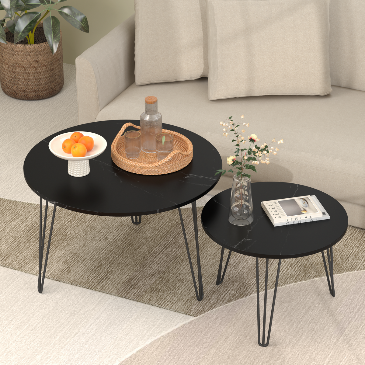 27.56'' Round Nesting Coffee Table Set of 2