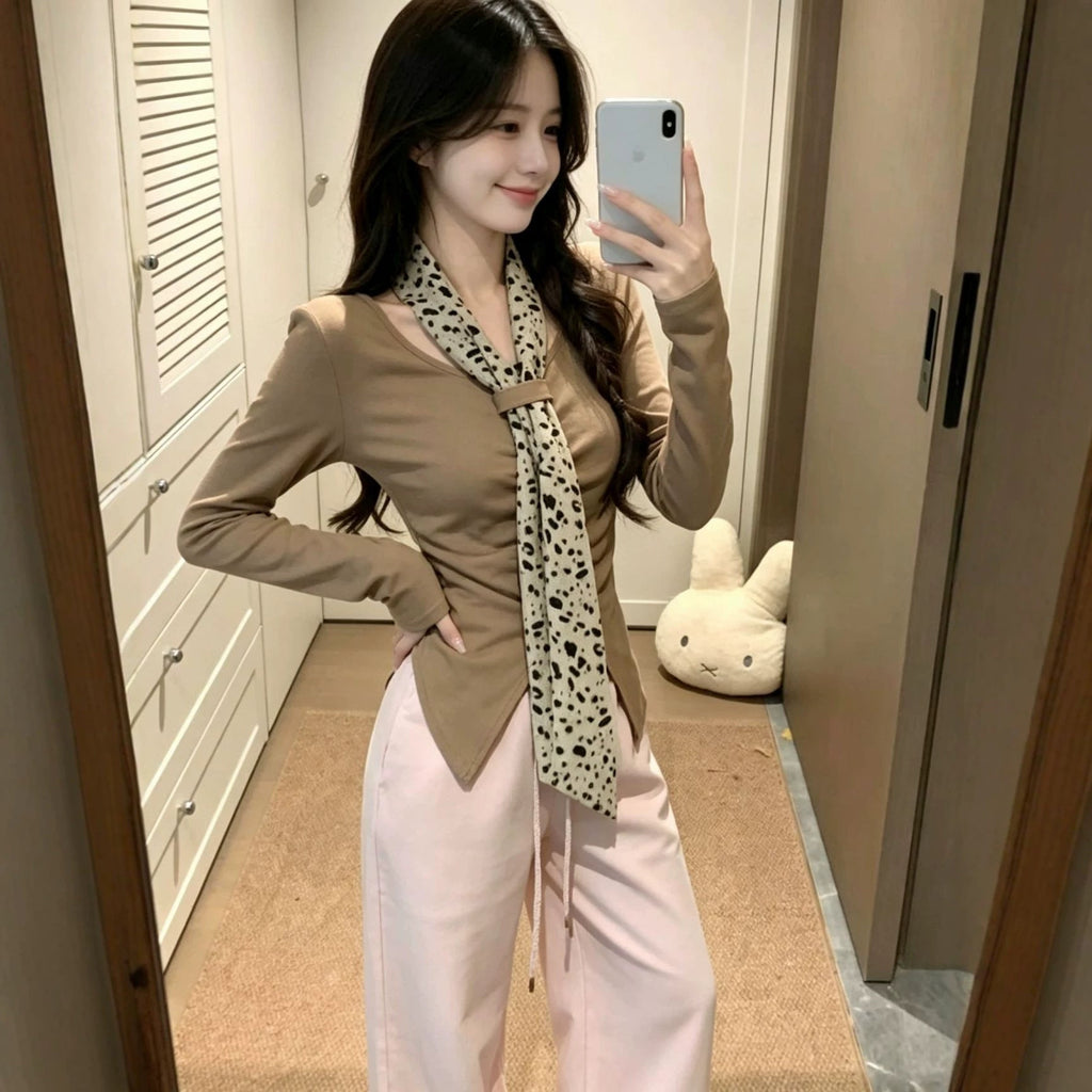 Ruched, Designer Long-Sleeve T-Shirt Base Layer