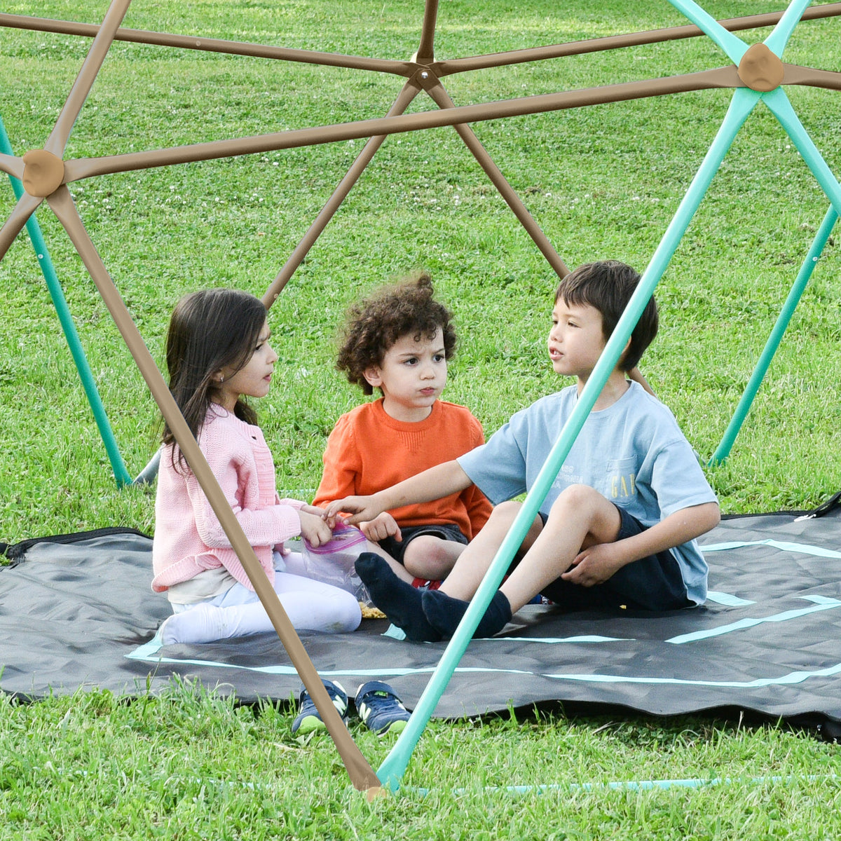 12ft Geometric Dome Climber Play Center, Kids Climbing Dome Tower with Hammock