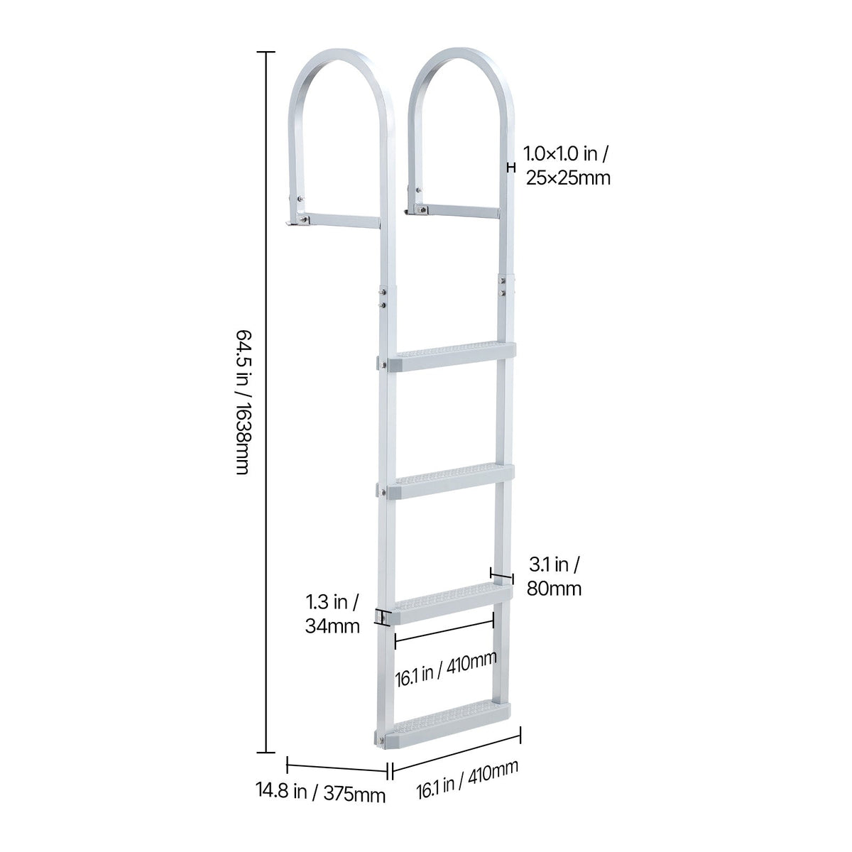 Removable Dock Ladder - 4 Steps for Boats and Pools