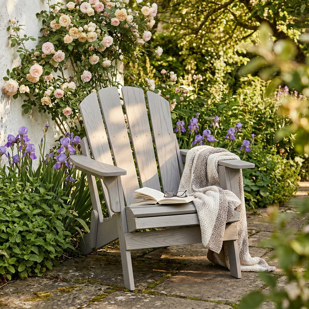 Oversize Embossed Wooden Outdoor Folding Adirondack Chair