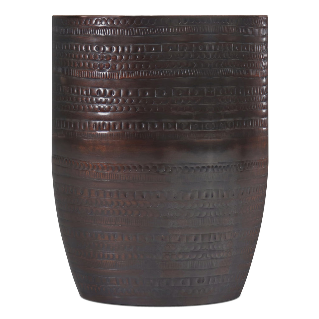 Johnsen 15 Inch Wide Tribal Pattern Metal Accent Table