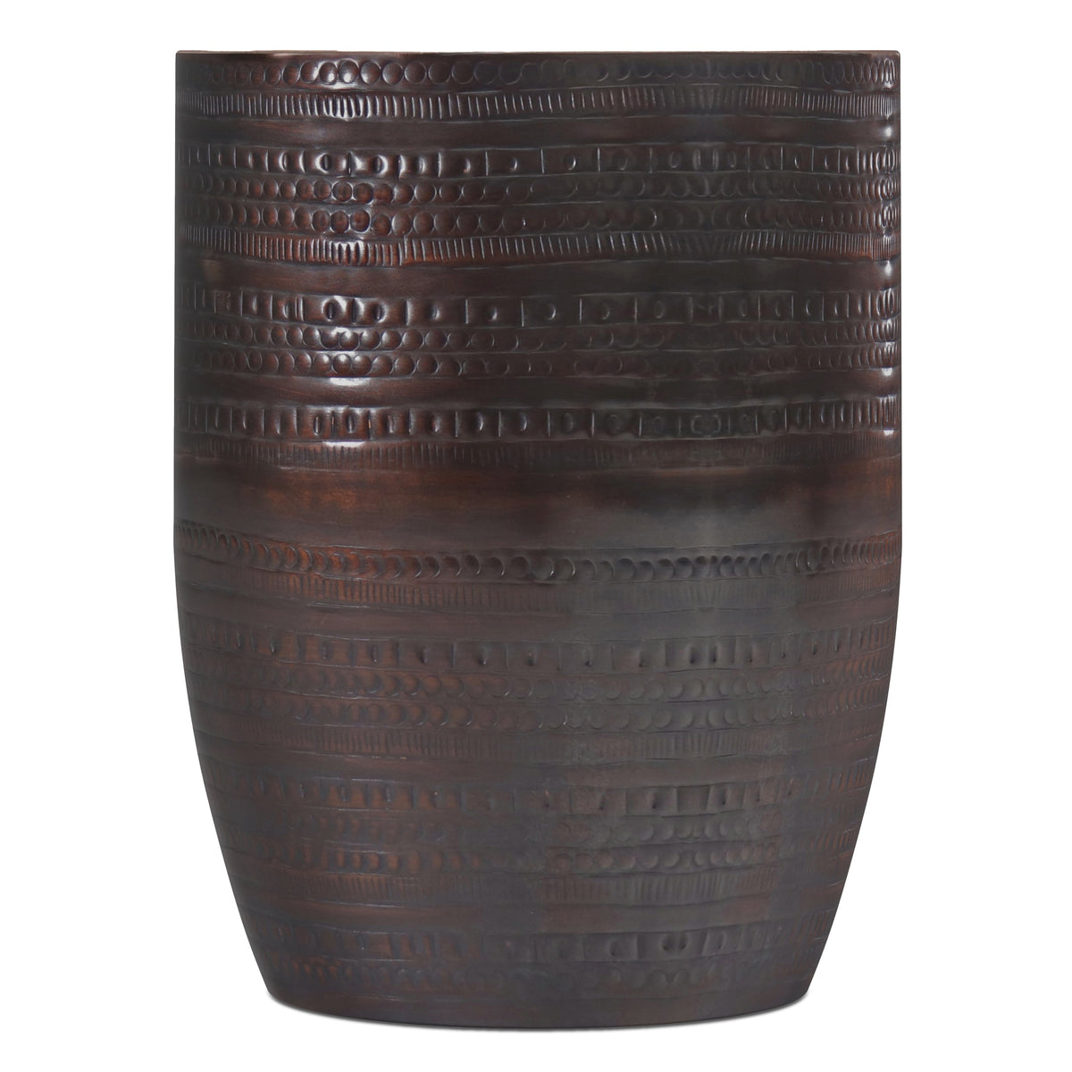 Johnsen 15 Inch Wide Tribal Pattern Metal Accent Table