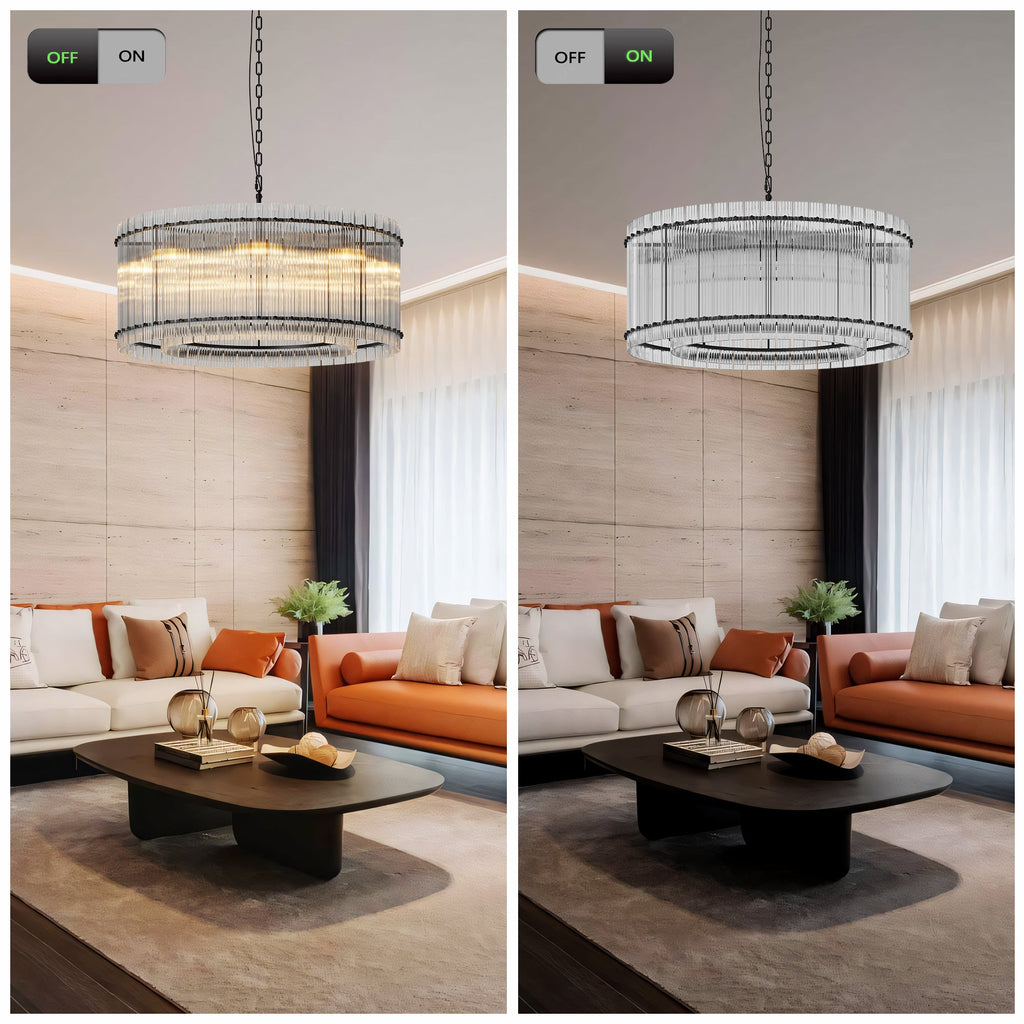 37" Modern Gold Round Chandelier