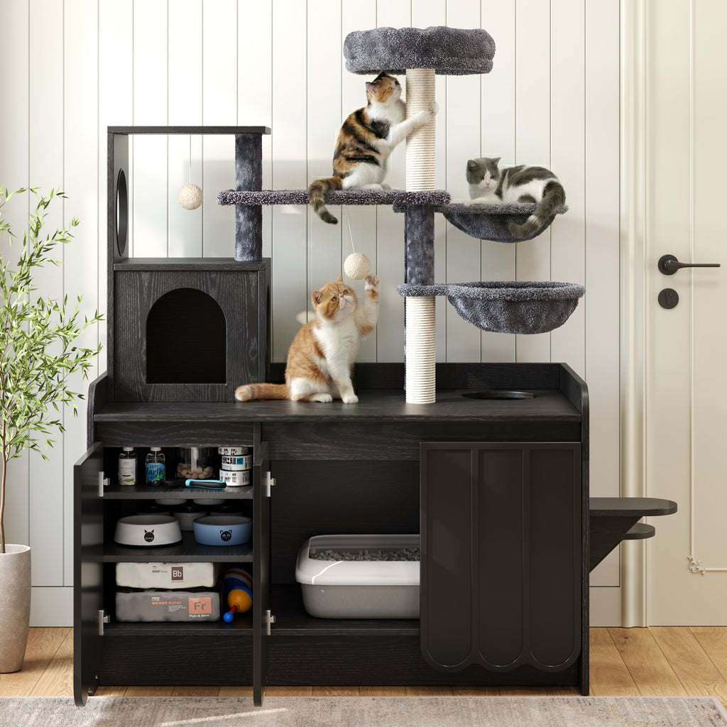 50.6" Cat Tree with Litter Box Enclosure