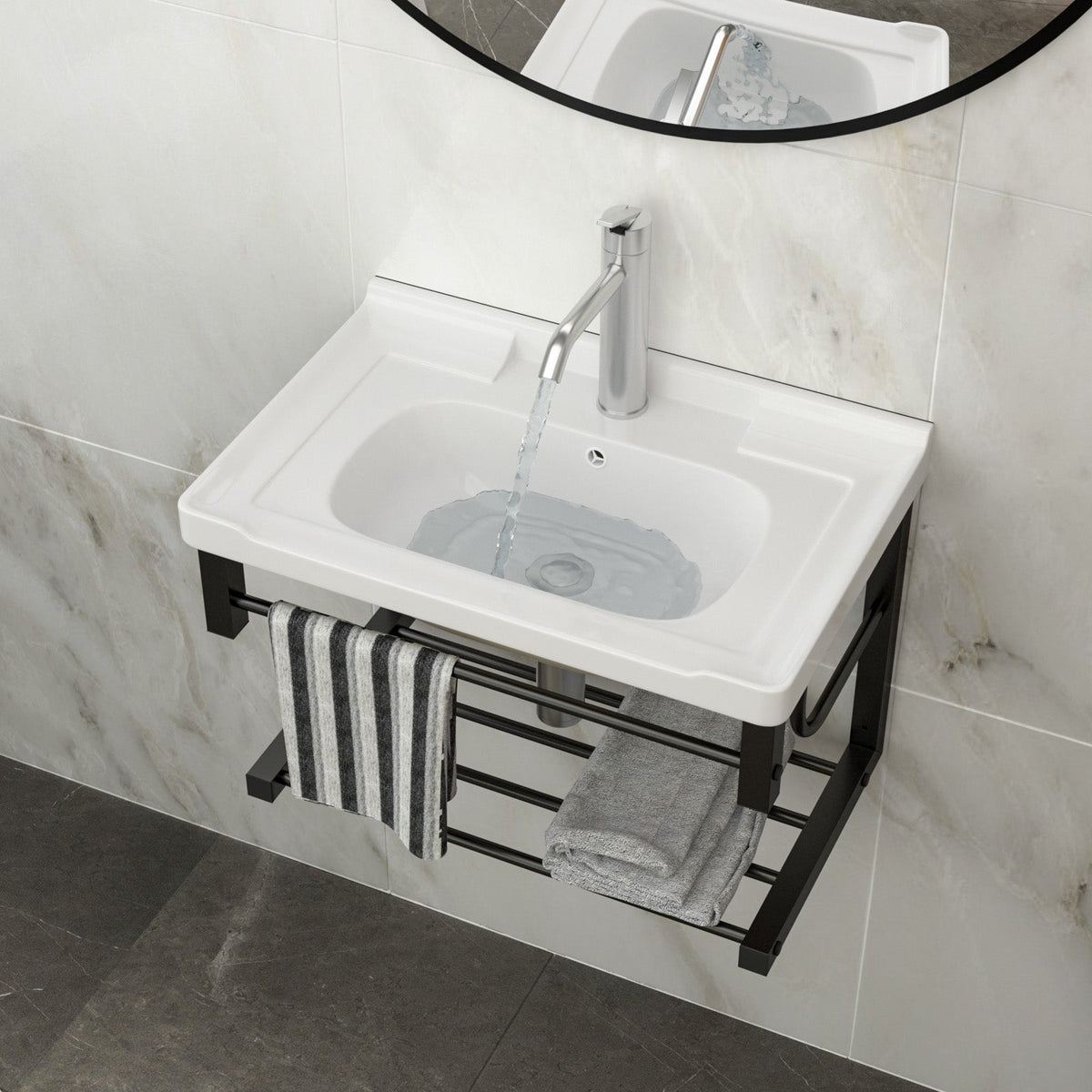 23.75"x15.75" Wall-Mounted Rectangular Ceramic Bathroom Sink