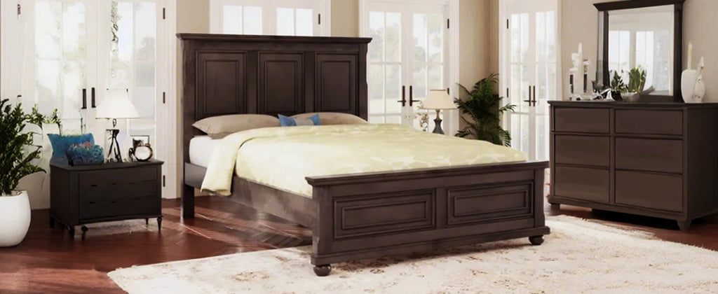 Traditional Town and Country Style Pinewood Vintage Tall Headboard King Bed Frame