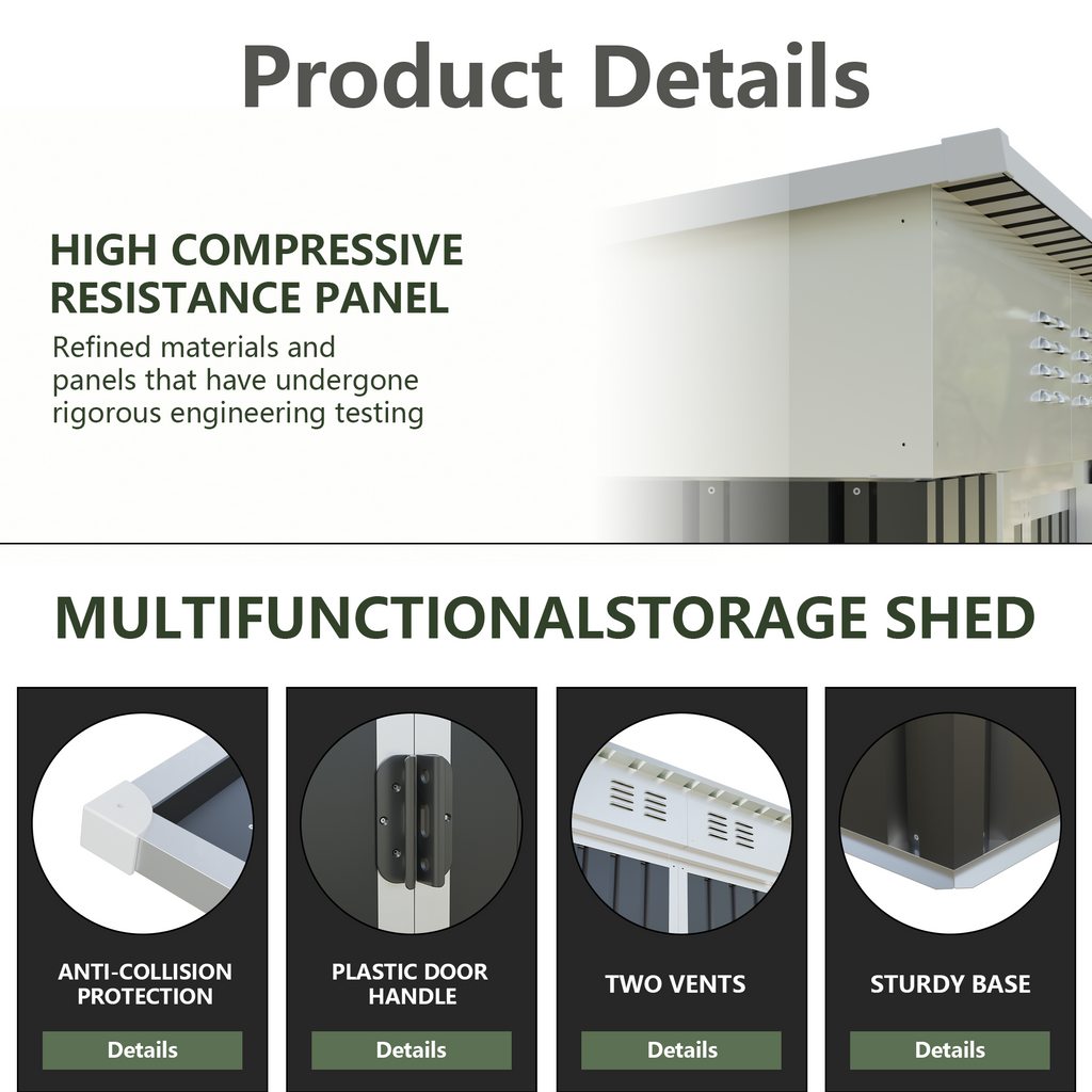 6x4 FT Garden Shed for Patio Outdoors Storage