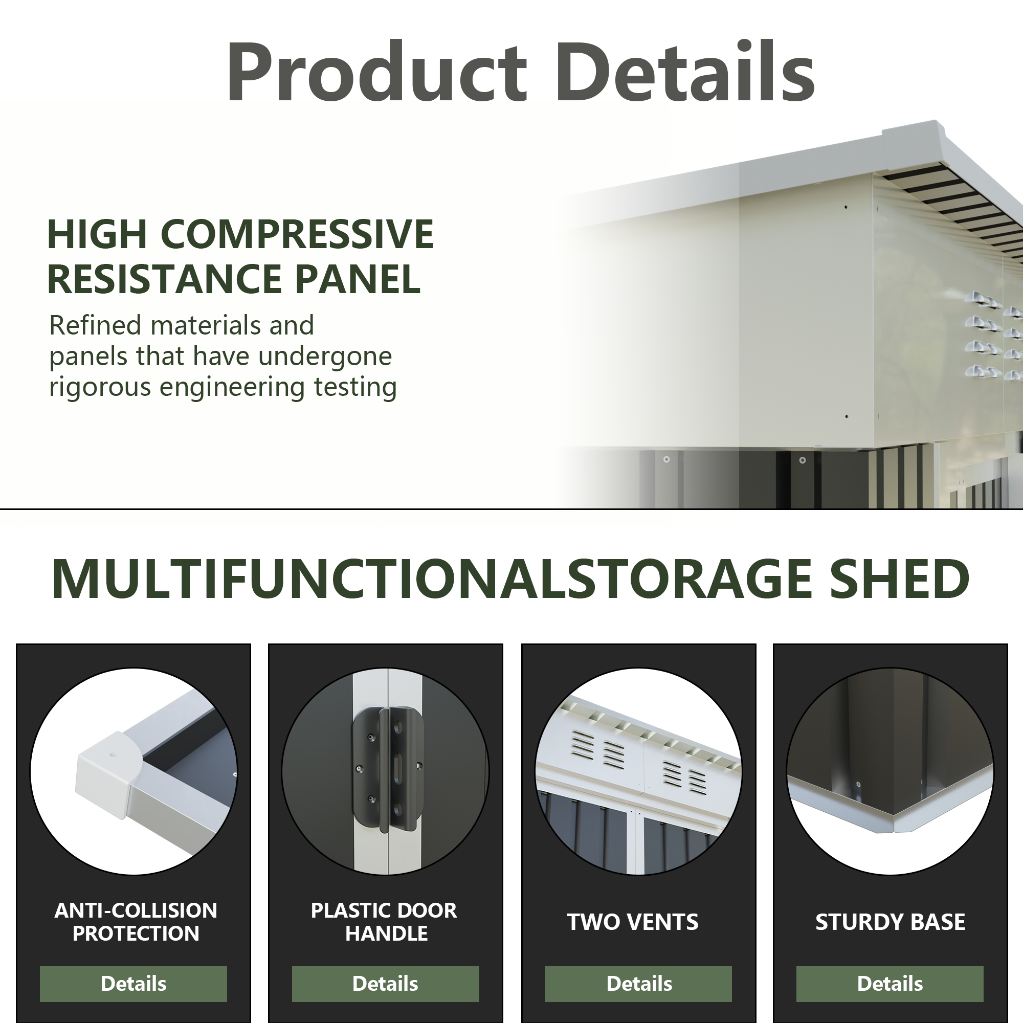 6x4 FT Garden Shed for Patio Outdoors Storage