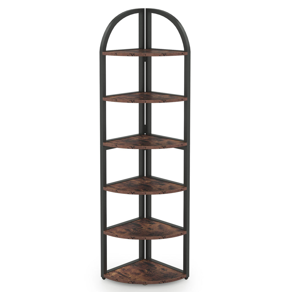 71.65" Tall 6 Tier Rustic Corner Shelf