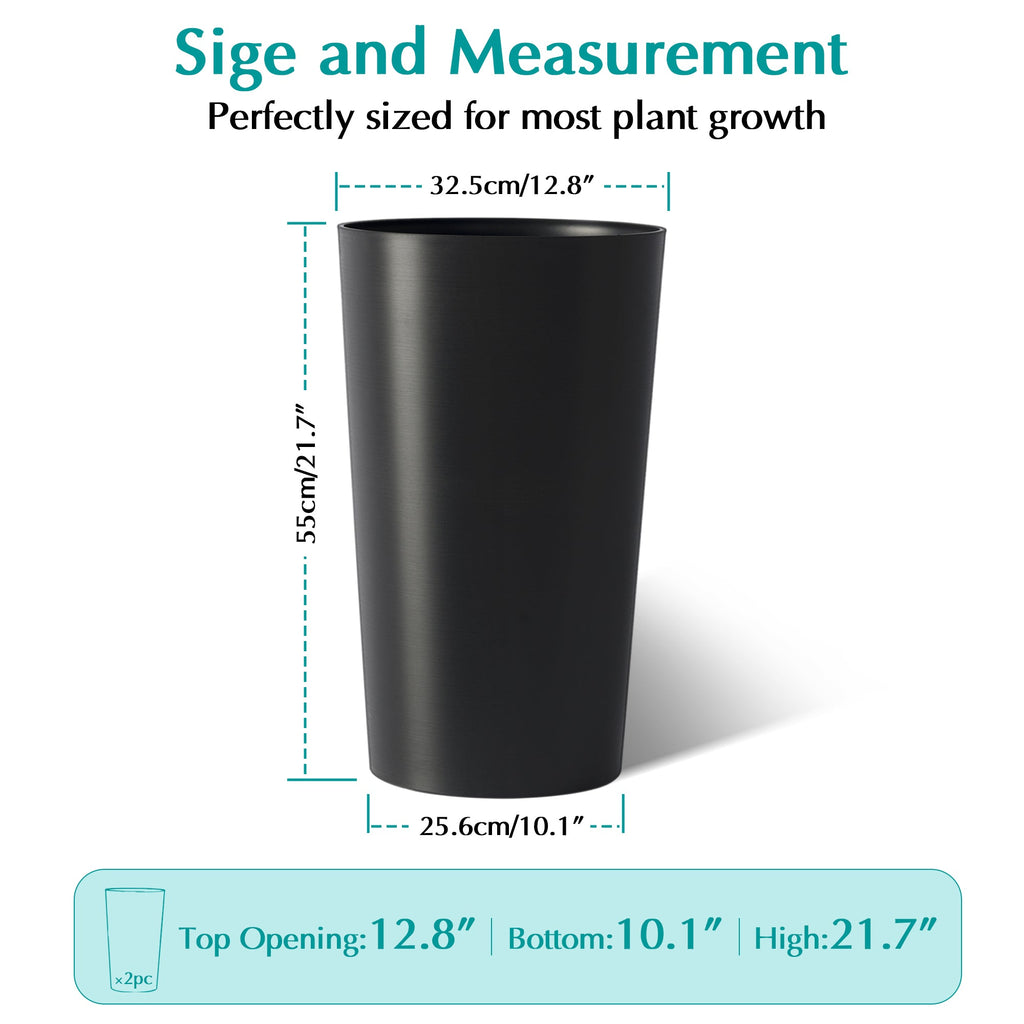 2 Pack Tall 21.7 in Planters for Outdoor Plants