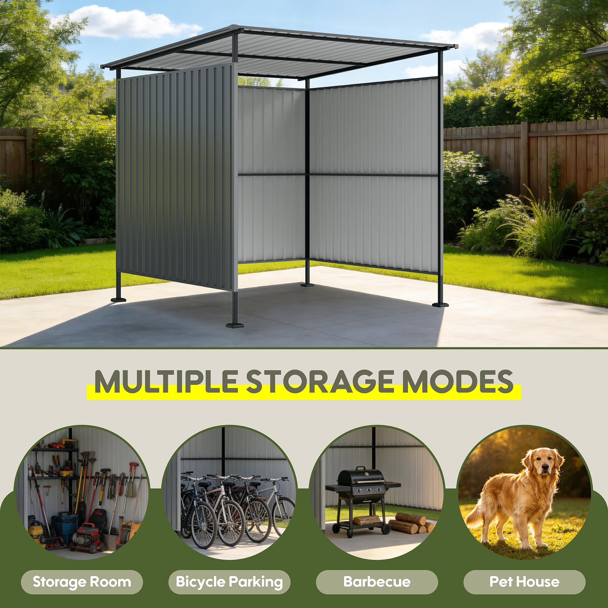 6x6FT Outdoor Pergola with Hardtop Roof