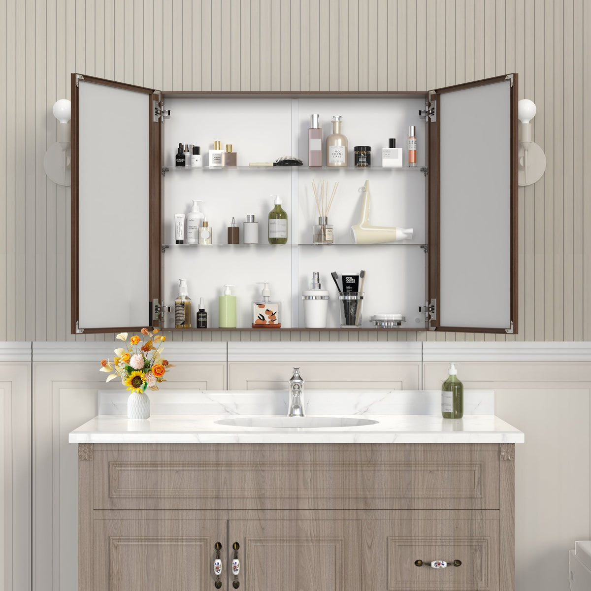 32x28 Medicine Cabinet with Mirror for Bathroom