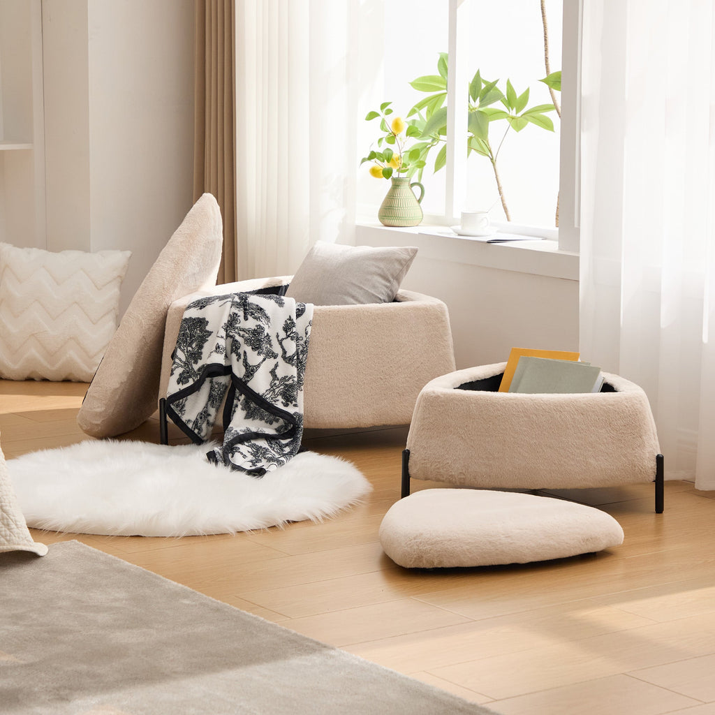 29.9" Wide 2-Piece Upholstered Storage Ottoman Set