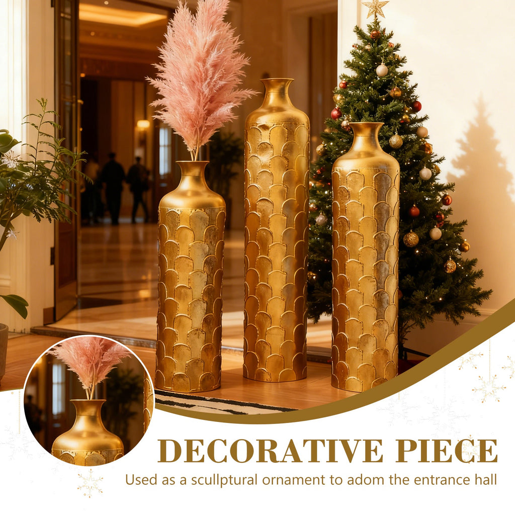 Floor Metal Vases Decorated