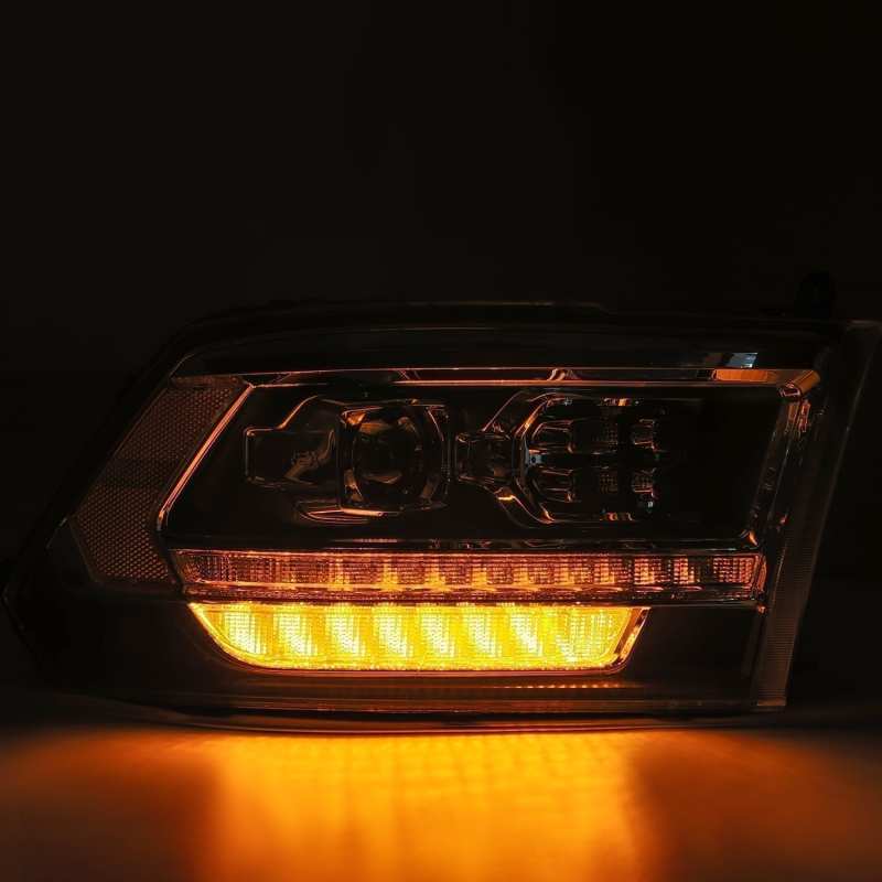 AlphaRex 09-18 Dodge Ram 1500HD PRO-Series Proj Headlight Plnk Style Blk w/Chrm Acc w/Seq Signal/DRL 880523 *Discontinued