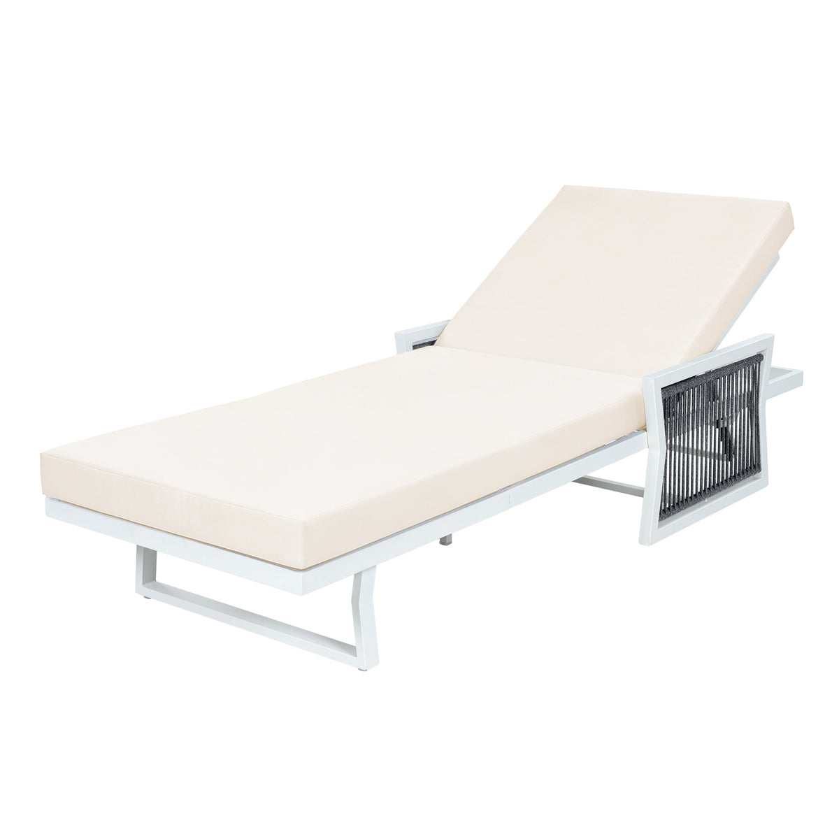 White Iron Outdoor Chaise Lounger Set