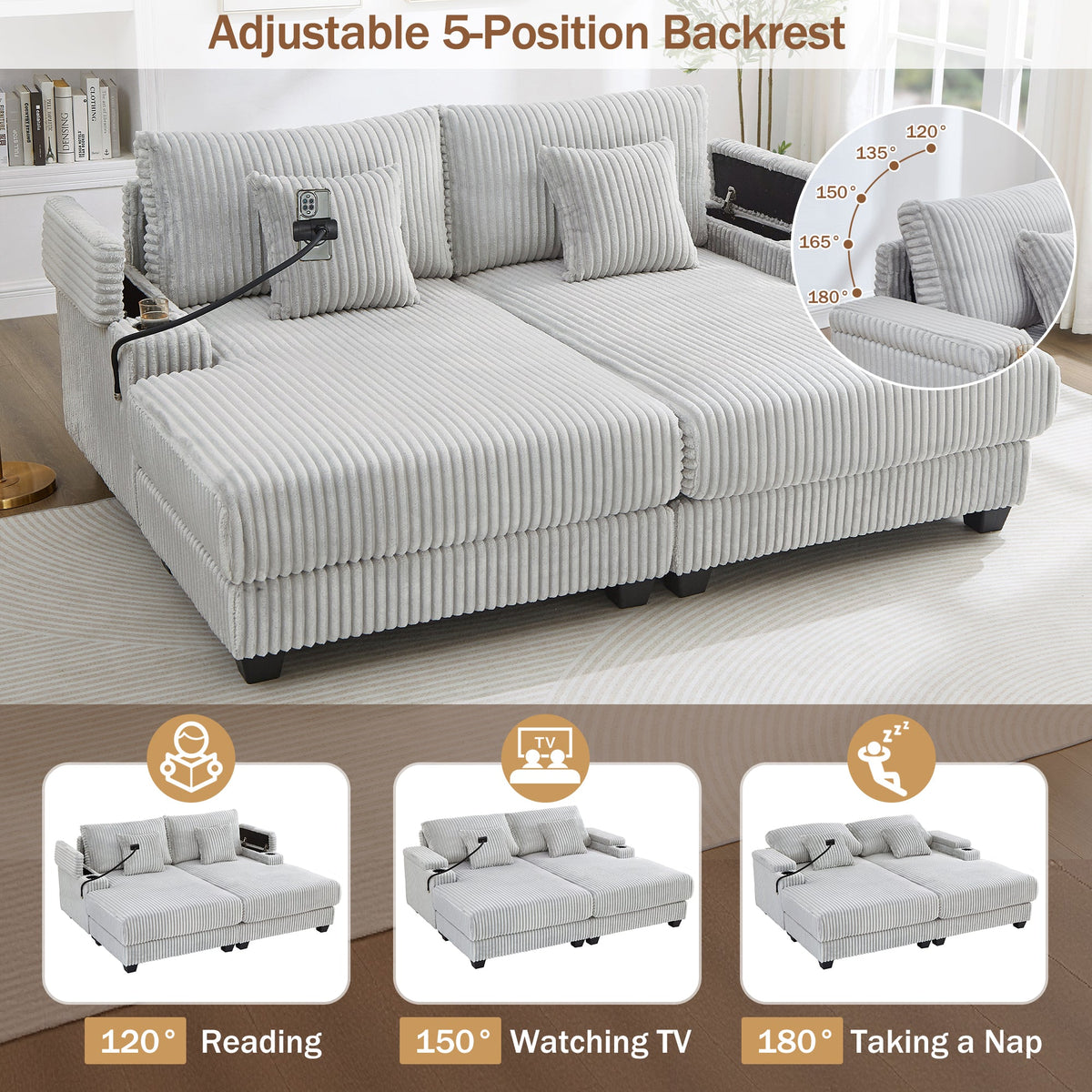 Modern Chaise Sofa 75.5" Chaise Lounge