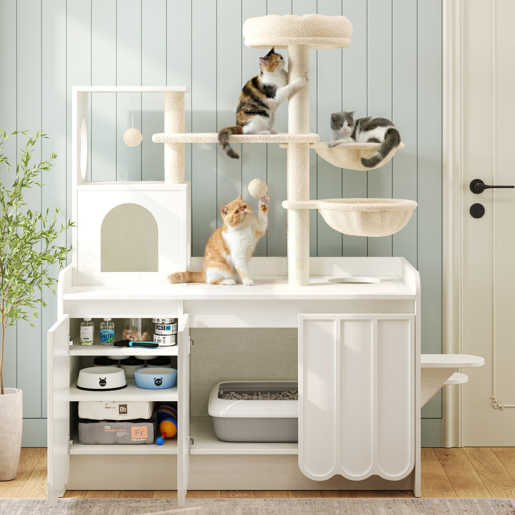 50.6" Cat Tree with Litter Box Enclosure
