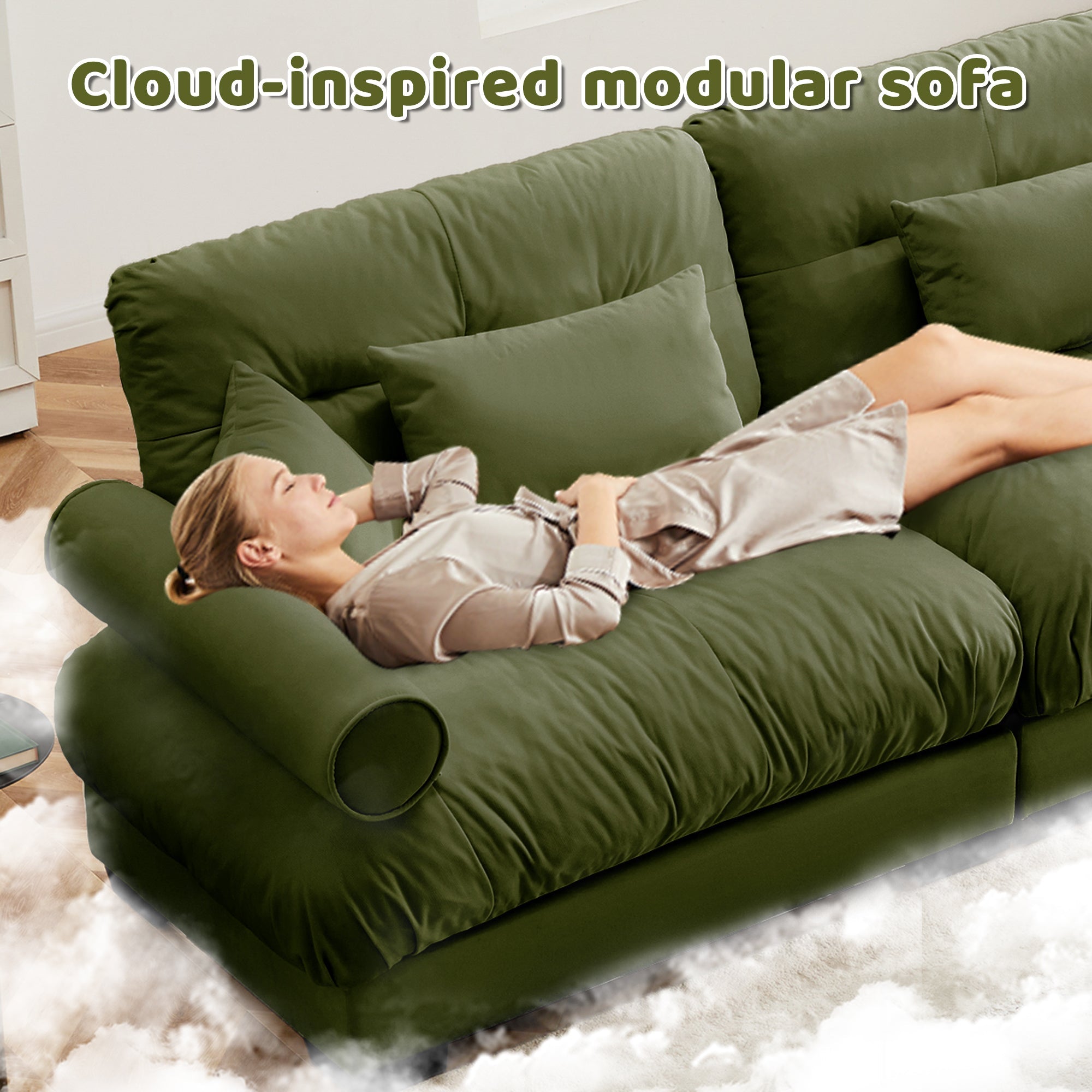 Extra Large 3 Seat Modern Velvet Sofa