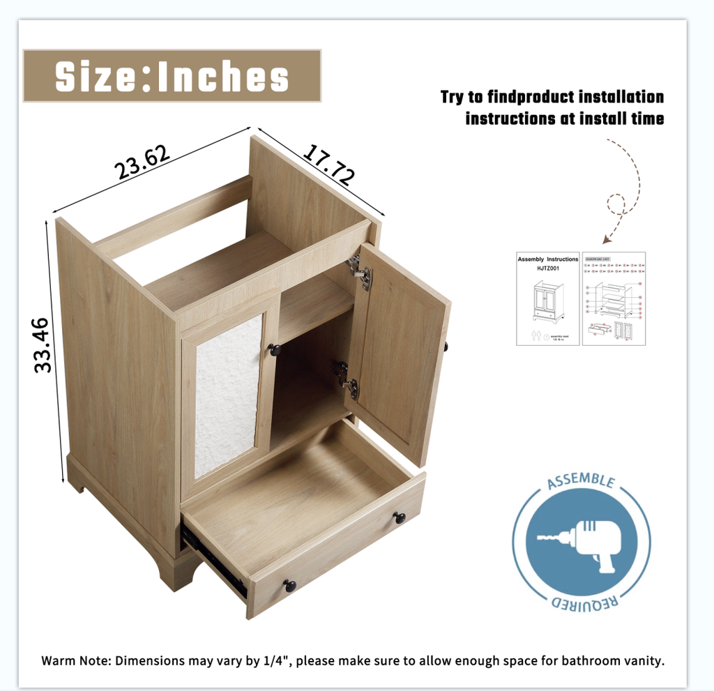 Modern Bathroom Vanity with Ceramic Basin and Drawer