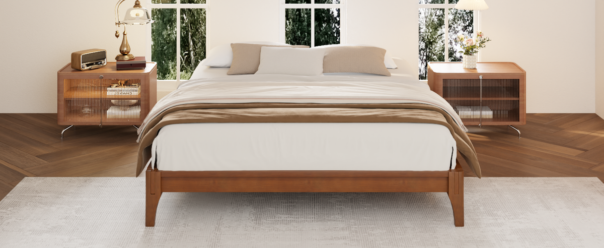 12 Inch Queen Size Solid Dry Bamboo Wood Platform Bed Frame