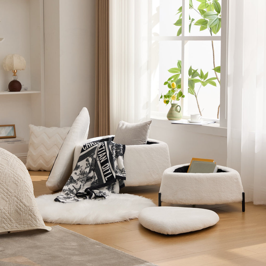 29.9" Wide 2-Piece Upholstered Storage Ottoman Set