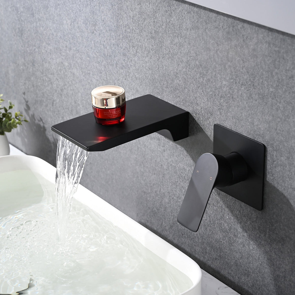 Matte Black Wall Mount Bathroom Sink Faucet