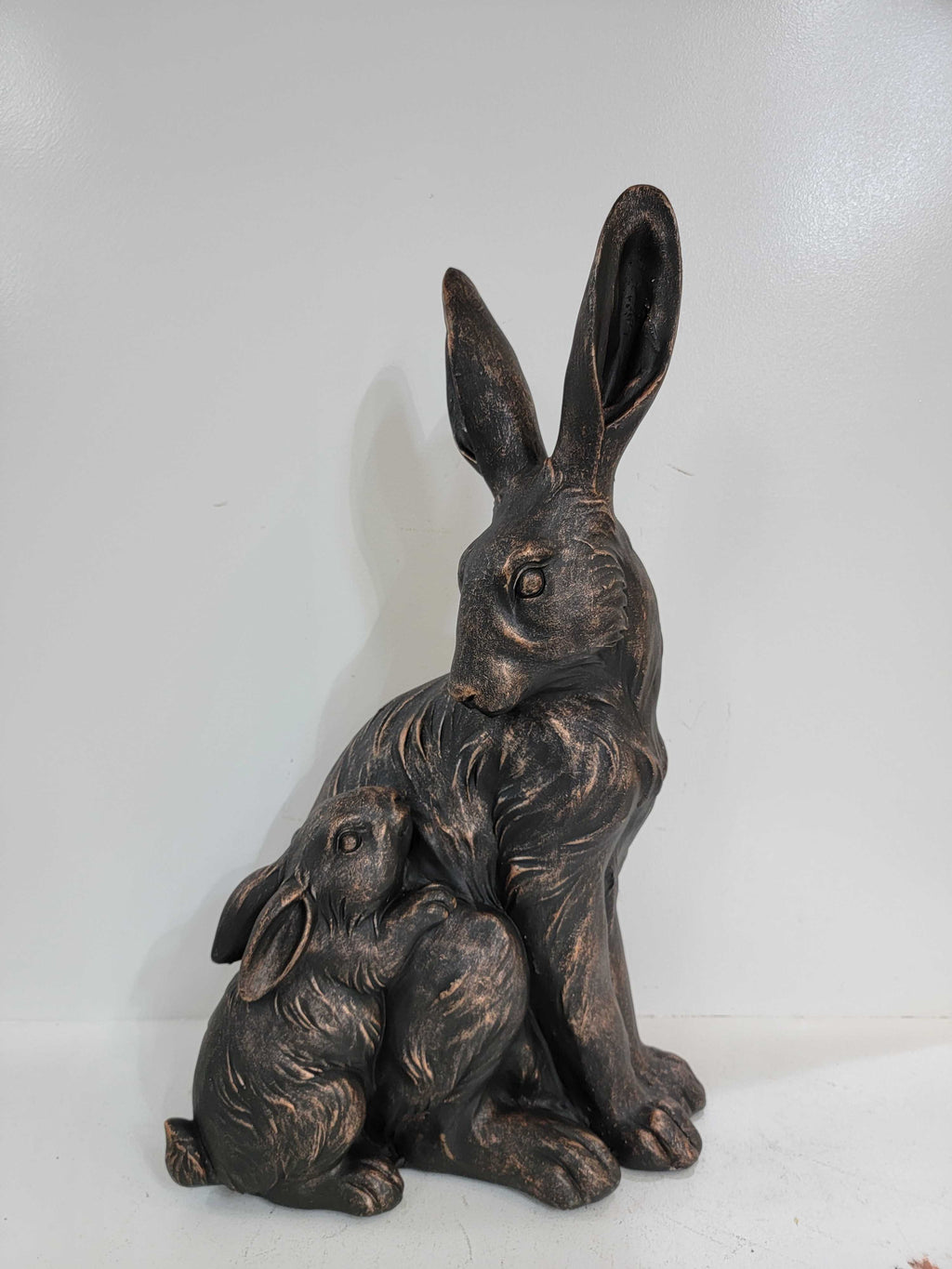 22'' Tall Mother Hare & Baby Cuddling Garden Statue